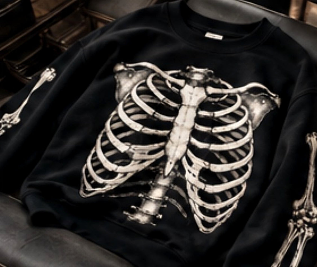 BARE BONES Anatomy Crewneck heavyweight ribcage graphic premium editorial detail