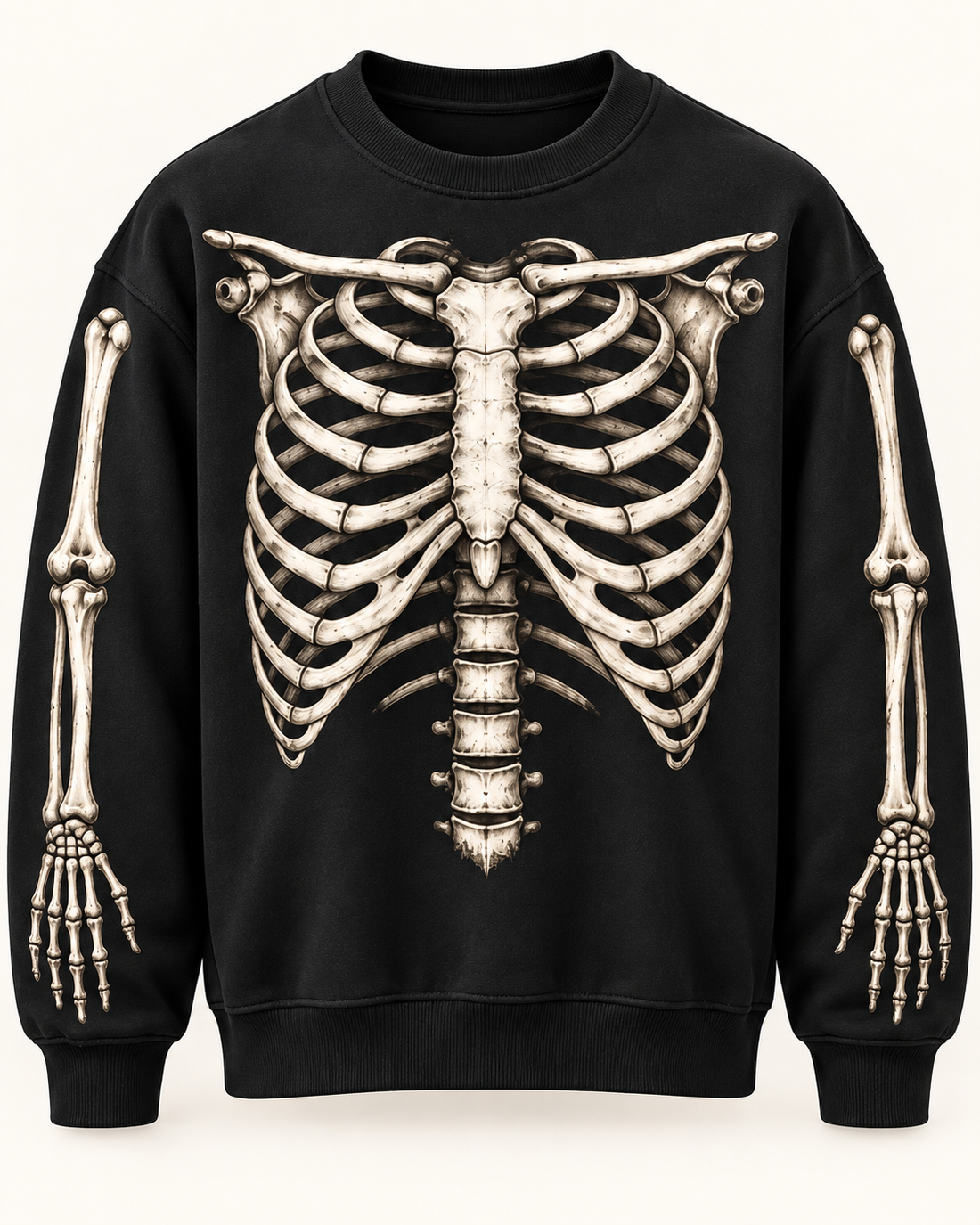 Bare Bones Anatomy Crewneck heavyweight black skeleton sweatshirt product view