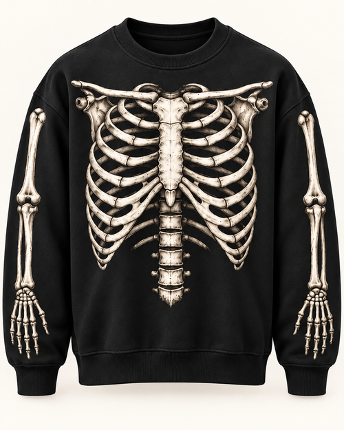 Bare Bones Anatomy Crewneck heavyweight black skeleton sweatshirt product view